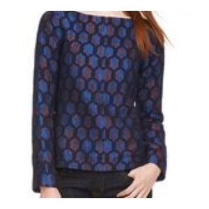 Tory Burch Top Size 12 Marlena Honeycomb Blouse Fall $350